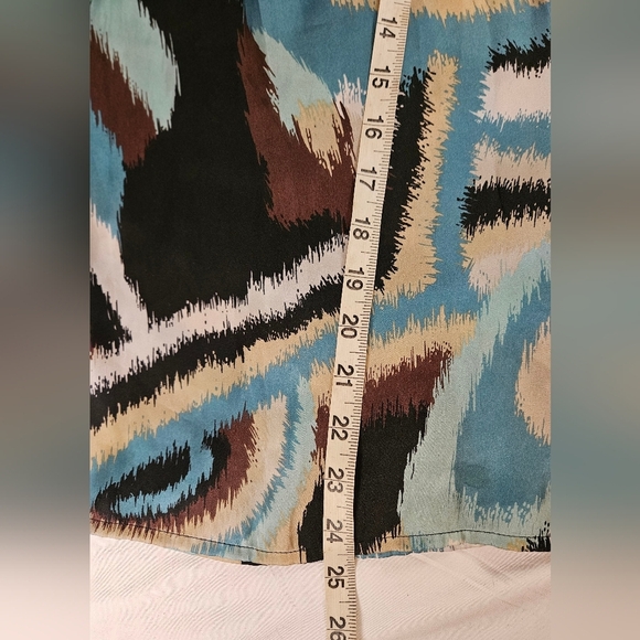 Signature By Larry Levine Womens Multicolored Short Flutter Sleeve Blouse Sz. L - Picture 9 of 11